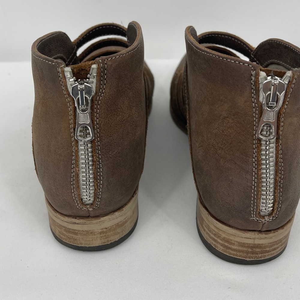 FREE PEOPLE EMMA Brown Leather Strappy BOOTIE SIZE 38 ZIPPER IN BACK - Picture 4 of 11